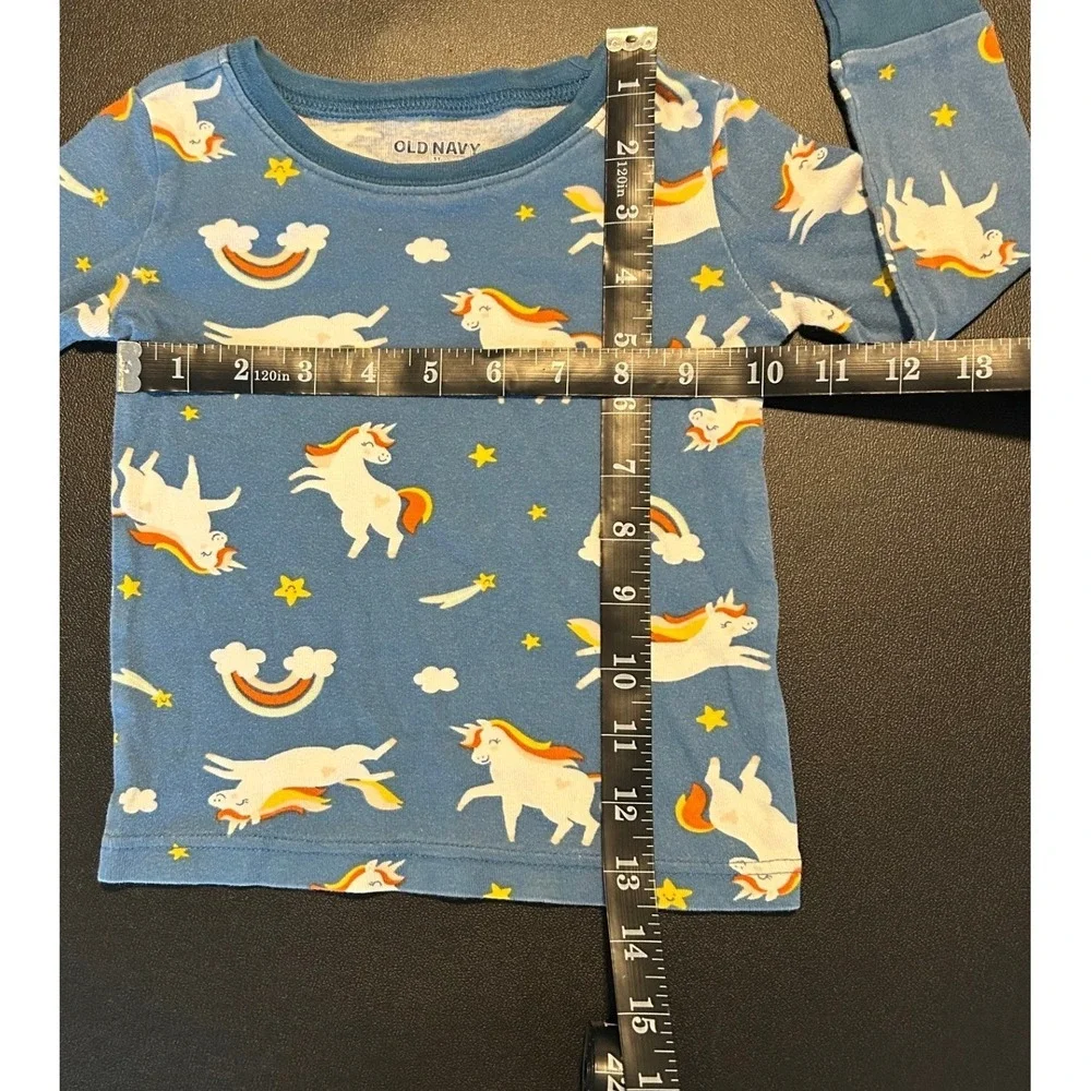 Old Navy Toddler Girls Unicorn Rainbow Pajama Set Blue 2-Piece 3T Cotton 1465